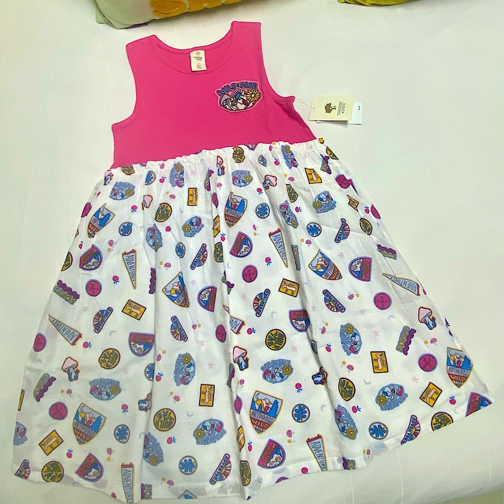 Tucker+Tate Kids Cotton Dress Ivory Egret Summer Camp Patch NWT SIZE 8 Nordstrom